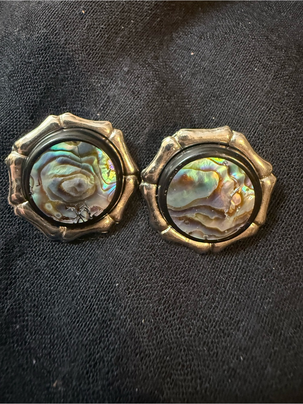 Abalone Shell Gold-Tone Round Clip Earrings - Women Jewelry